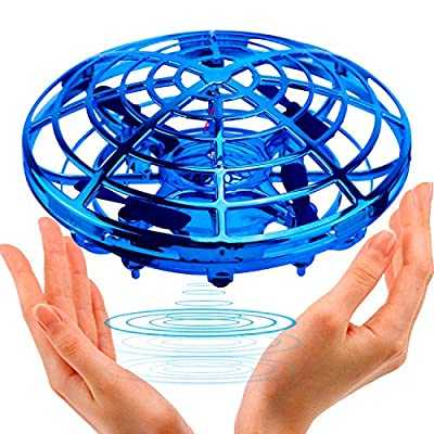 BlueFire UFO Drone For Kids - Mini Flying Drone With 360° Rotating And Led Lights, Rechargeable Hand-controlled Drone, Outdoor Infrared Induction Aircraft Games Gifts For Boys Girls(Blue)