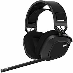 Corsair HS80 RGB WIRELESS Premium Gaming Headset With Dolby Atmos Audio (Low-Latency, Omni-Directional Microphone, 60ft Range, Up To 20 Hours Battery Life, PS5/PS4 Wireless Compatibility) Carbon